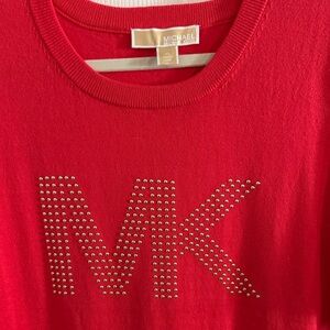 Michael Kors Red Studded MK Crewneck thin sweater.